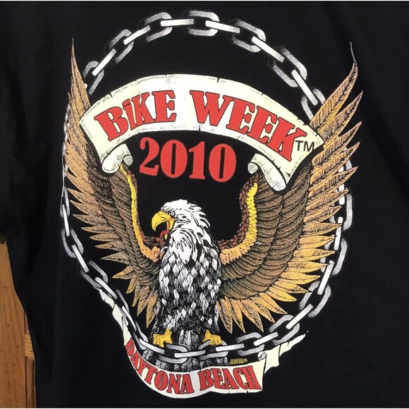 Gildan Tee Motorcycle Bike Week 2010 Daytona Beach, FL Graphic T-Shirt Men's XL - Picture 6 of 7